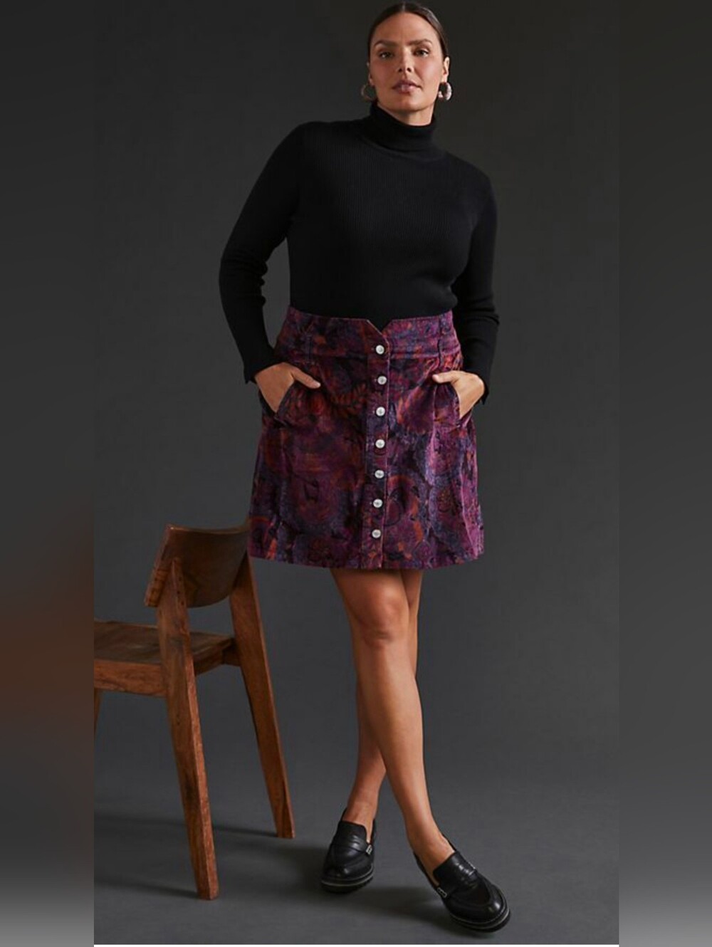 Anthropologie Pilcro High Waisted Corduroy Button Down Skirt Size 0 - Picture 8 of 8